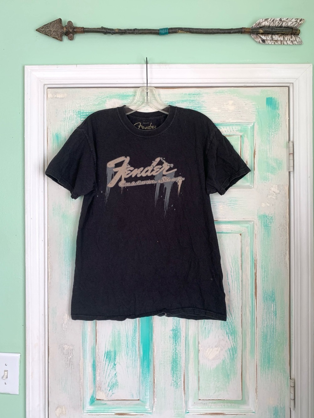 Fender Guitar Custom Shop Black Guitar Print T-Shirt Medium